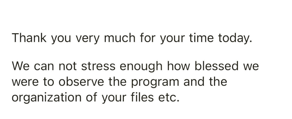 message from KDHE surveyors